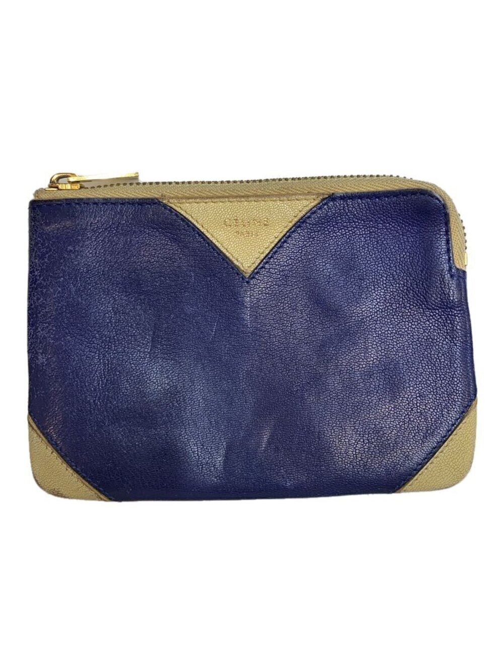 Celine Bi coin case Wallet Leather Navy Blue